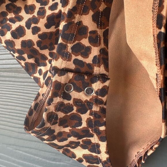 NWOT Anthropologie The Renna Seamless Square-Neck Bodysuit Brown Motif Size L/XL - Picture 4 of 7